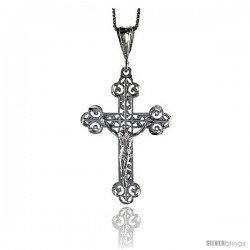 Sterling Silver Filigree Crucifix Pendant, 1 7/8 in