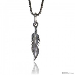 Sterling Silver Small Feather Pendant, 3/4 in Tall -Style 4p884