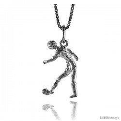 Sterling Silver Soccer Player Pendant, 3/4 in Tall