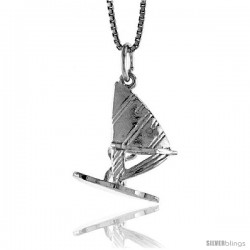 Sterling Silver Sail Board Pendant, 7/8 in Tall