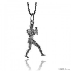 Sterling Silver Boxer Pendant, 1 in Tall