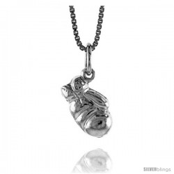 Sterling Silver Small 3-D Boxing Glove Pendant, 1/2 in Tall