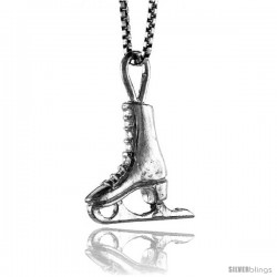 Sterling Silver ladies Ice Skate Shoe Pendant, 1/2 in Tall