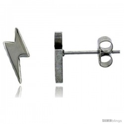 Small Stainless Steel Lightning Bolt Stud Earrings, 3/8 in high