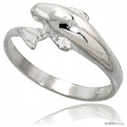 Sterling Silver Dolphin Ring Polished finish 3/8 in wide