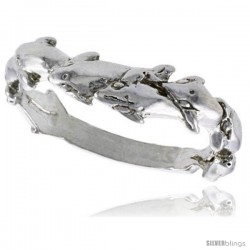 Sterling Silver Dolphin Ring Polished finish 3/16 in wide