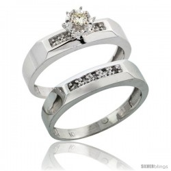 10k White Gold Ladies' 2-Piece Diamond Engagement Wedding Ring Set, 3/16 in wide -Style 10w109e2