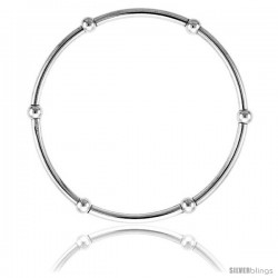 Sterling Silver Stretch Bangle, 6 Section polished