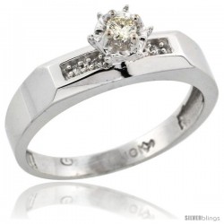 10k White Gold Diamond Engagement Ring, 3/16 in wide -Style 10w109er