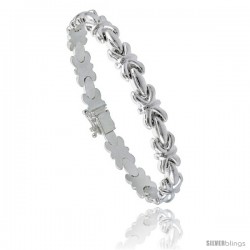 Sterling Silver Stampato Chain XOXO Link Hugs & Kisses Necklace or Bracelet), 9/32 in. (7.5 mm) wide -Style St9