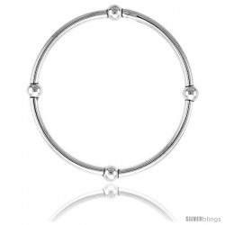 Kids Size Sterling Silver Stretch Bangle 4 Section Polished.