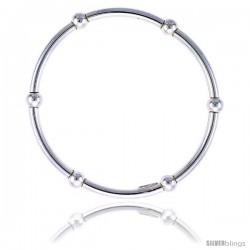 Kids Size Sterling Silver Stretch Bangle 6 Section Polished.