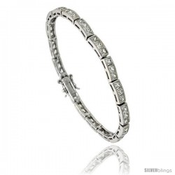 Sterling Silver 8.75 ct. size 3-Stone Channel Set CZ Bracelet, 7 in., 5/32 in (4 mm) wide