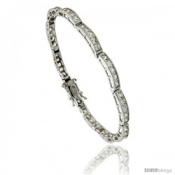 Sterling Silver 9 Carat 5-Stone Channel Set CZ Tennis Bracelet, 7 in., 5/32 in (4 mm) wide