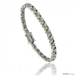 Sterling Silver 5.25 ct. size V-Link Cubic Zirconia Tennis Bracelet, 7 in., 3/16 in (5 mm) wide