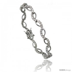 Sterling Silver 1.25 ct. size Wave CZ Tennis Bracelet, 7 in., 1/4 in (7 mm) wide