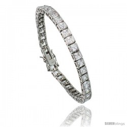 Sterling Silver 15.3 ct. size Princess Cut CZ Tennis Bracelet, 7 in., 5/32 in (4 mm) wide