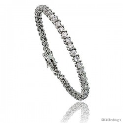 Sterling Silver 4.75 ct. size S-Link CZ Tennis Bracelet, 7 in., 3/16 in (5 mm) wide