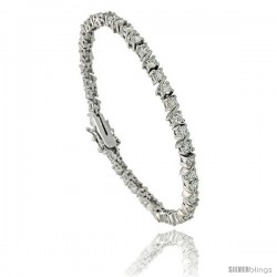 Sterling Silver 4.25 ct. size Slash Link CZ Tennis Bracelet, 7in., 3/16 in (4.5 mm) wide