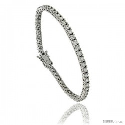 Sterling Silver 10 ct. size Classic Cubic Zirconia Tennis Bracelet, 7 in., 5/32 in (4 mm) wide