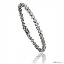 Sterling Silver 4 ct. size Bezel Set CZ Tennis Bracelet, 7 in., 5/32 in (4 mm) wide