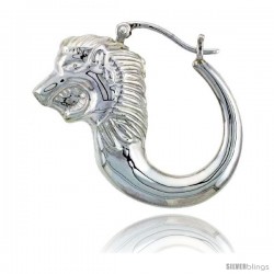 Sterling Silver High Polished Medium Lion Head Earrings
