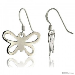 Sterling Silver Butterfly Cut Out Dangle Earrings, 9/16" (13 mm) tall