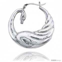 Sterling Silver High Polished Large Swan Earrings