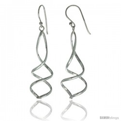 Sterling Silver Double Twisted Spiral Dangle Earrings, 1 11/16" (42 mm) tall