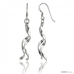 Sterling Silver Double Spiral Drop Dangle Earrings, 1 1/4" (30 mm) tall