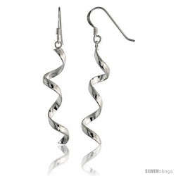 Sterling Silver Spiral Drop Dangle Earrings, 1 11/16" (42 mm) tall