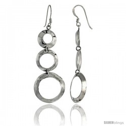 Sterling Silver Graduated Circle Cut Outs Dangle Earrings, 2 1/8" (53 mm) tall