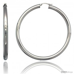 Surgical Steel 2 3/4 in Hoop Earrings Mirror Finish 5 mm Fat tube, feather weigh