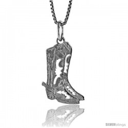 Sterling Silver Cowboy Boots Pendant, 7/8 in Tall