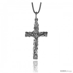 Sterling Silver Nugget Crucifix Pendant, 1 3/8 in