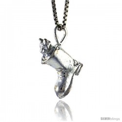 Sterling Silver Boot with a Cat Inside Pendant, 1/2 in Tall