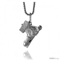 Sterling Silver Boot House Pendant, 1/2 in Tall