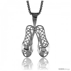 Sterling Silver Filigree Slippers Pendant, 1/2 in Tall