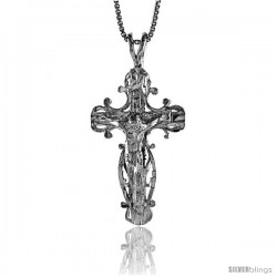 Sterling Silver Crucifix Pendant, 1 1/4 in -Style 4p93
