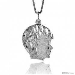 Sterling Silver Boy's Head Pendant, 7/8 in Tall