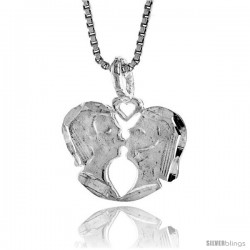 Sterling Silver Kissing Couple Pendant, 1/2 in Tall