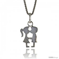 Sterling Silver Kissing Couple Pendant, 1/2 in Tall -Style 4p939