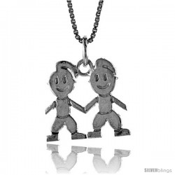 Sterling Silver Boy and Girl Pendant, 5/8 in Tall