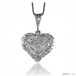 Sterling Silver Filigree Heart Pendant, 7/8 in Tall