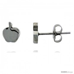 Small Stainless Steel Apple Stud Earrings, 3/8 in high