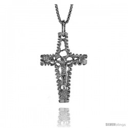 Sterling Silver Crucifix Pendant, 1 1/8 in -Style 4p96