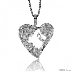 Sterling Silver Heart Pendant, 3/4 Tall