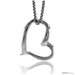 Sterling Silver Floating Heart Pendant 1/2 in Tall
