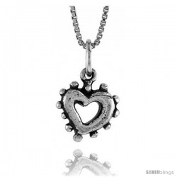 Sterling Silver Small Open Heart Pendant, 1/2 in Tall