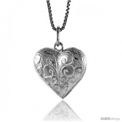 Sterling Silver Heart Pendant, 3/4 in Tall -Style 4p976